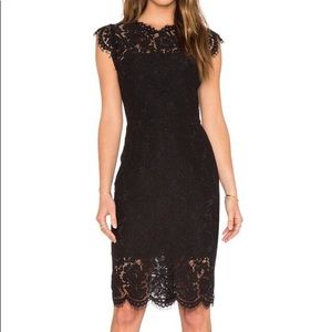 Black Lace Dress with Fringe Detailing